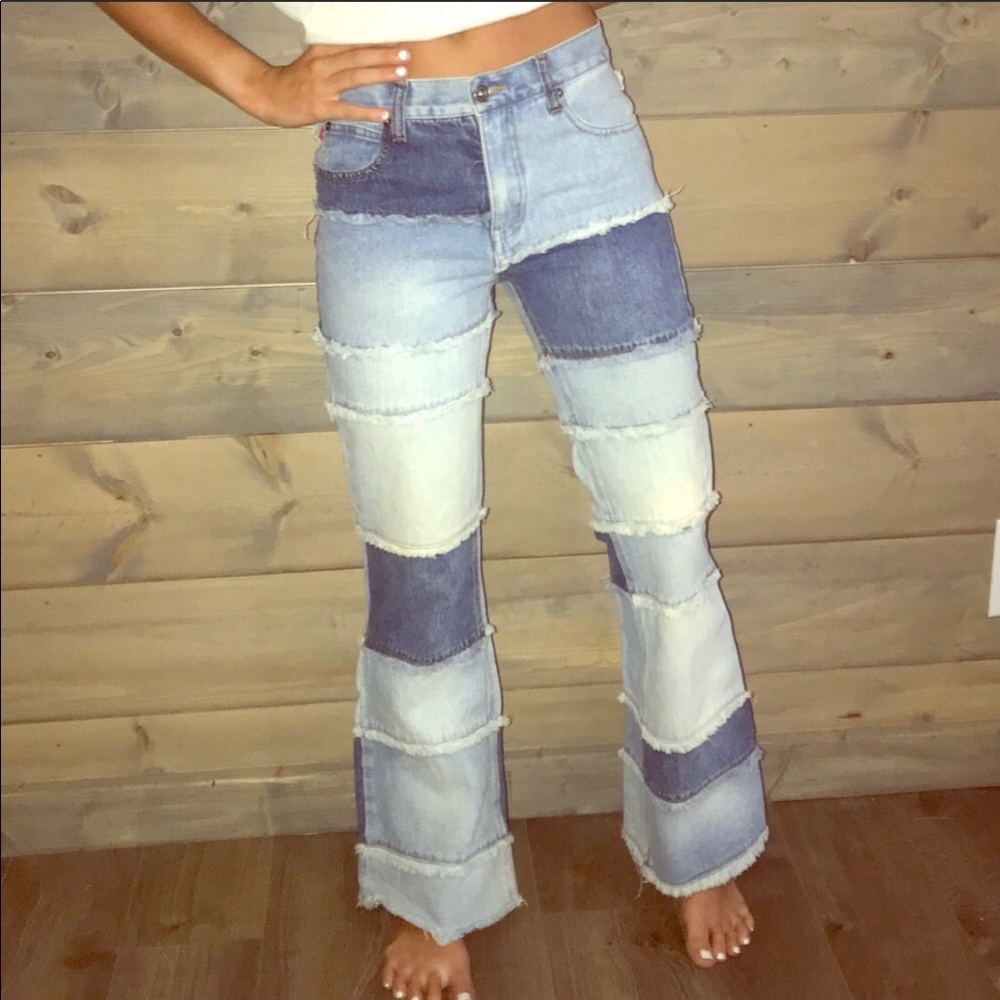 Hippie flare patch jeans